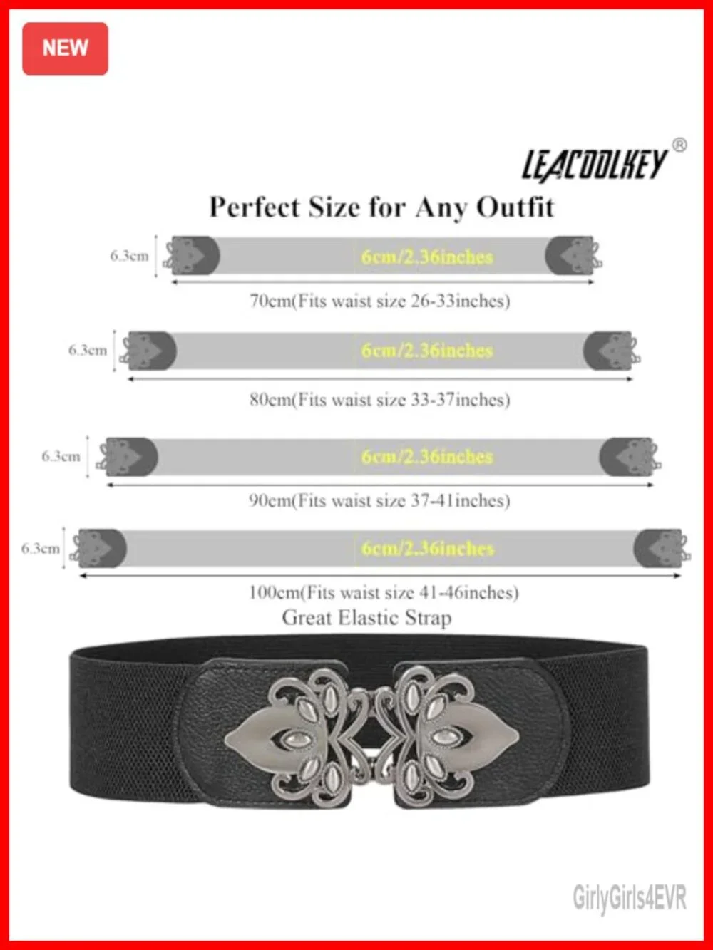 Women's 4 Pack Wide Stretch Elastic Waist Belt Plus Size Vintage PU Leather